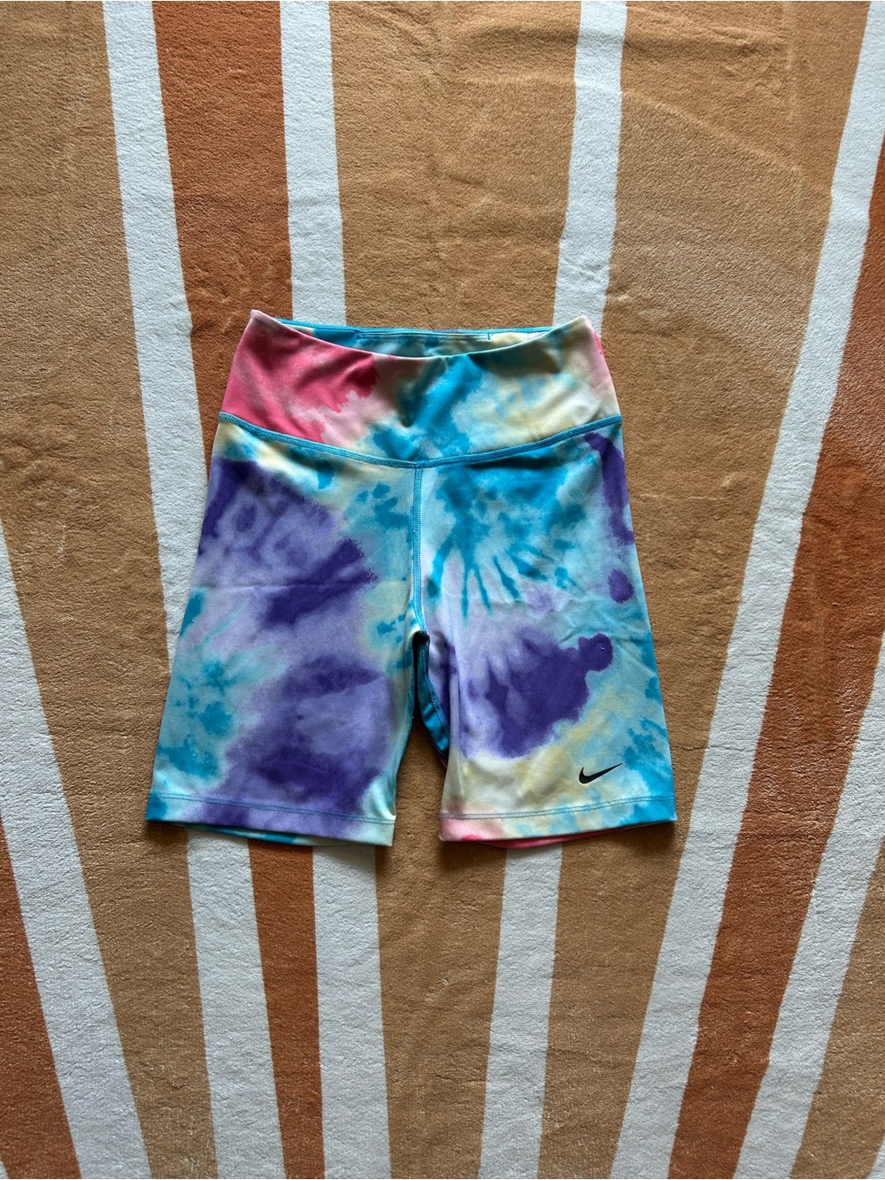 Nike Tie-Dye Bike Shorts in Purple, Blue & Pink